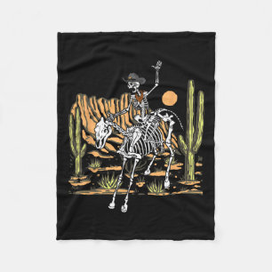 Skeleton Cowboy Riding Horse Halloween Rider Costu Fleece Deken