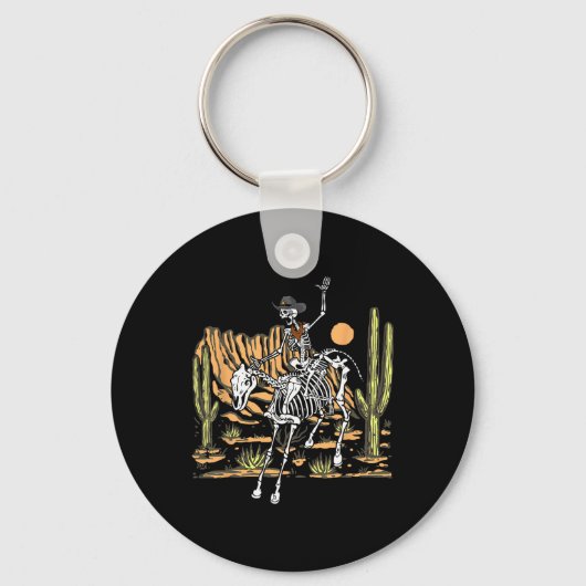 Skeleton Cowboy Riding Horse Halloween Rider Costu Sleutelhanger (Voorkant)