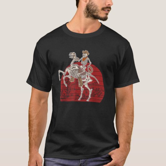 Skeleton Cowboy Riding Skeleton Horse Halloween Co T-shirt (Voorkant)