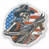 Skeleton Cowboy Verenigde Staten Sticker (Voorkant)