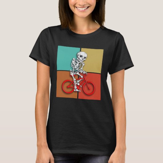 Skeleton Cycling  Halloween Biker Cyclist T-shirt (Voorkant)