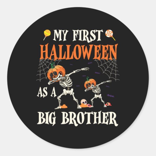 Skeleton Dabbin samen mijn eerste Halloween als ee Ronde Sticker (Voorkant)