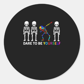 SkeletON Dabbing Autism Awareness Ronde Sticker