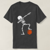 Skeleton Dabbing Basketball Player Funny Halloween T-shirt (Design voorkant)