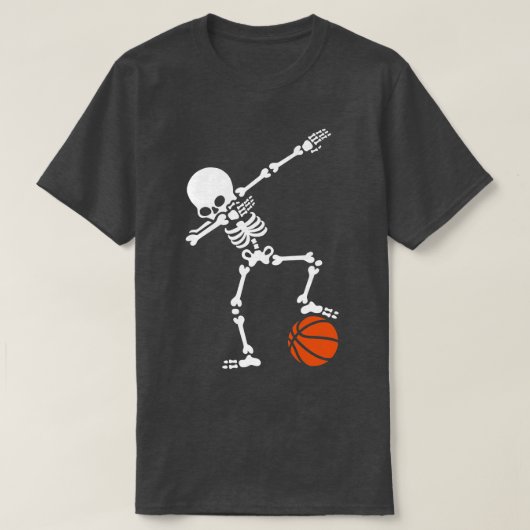 Skeleton Dabbing Basketball Player Funny Halloween T-shirt (Design voorkant)