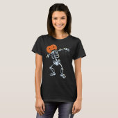 Skeleton Dabbing Pose Jack O' Lantaarn Pumpkin Hal T-shirt (Voorkant volledig)