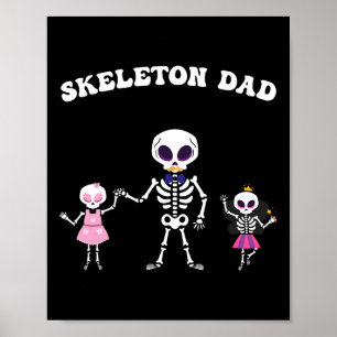 Skeleton Dad Halloween Kostuum Funny Skull Poster