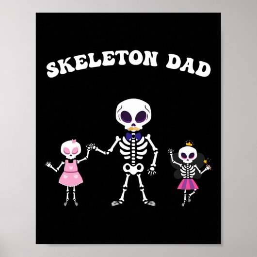 Skeleton Dad Halloween Kostuum Funny Skull Poster (Voorkant)