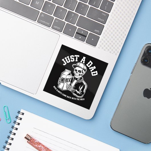 Skeleton Dad Kwam Terug Melk Vaders Dag Sticker (Laptop met iPhone)