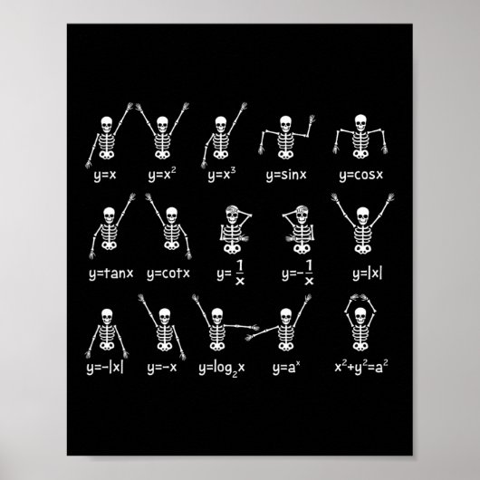 Skeleton Dance Figures Equation Wiskunde Teacher H Poster (Voorkant)
