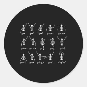 Skeleton Dance Figures Equation Wiskunde Teacher H Ronde Sticker