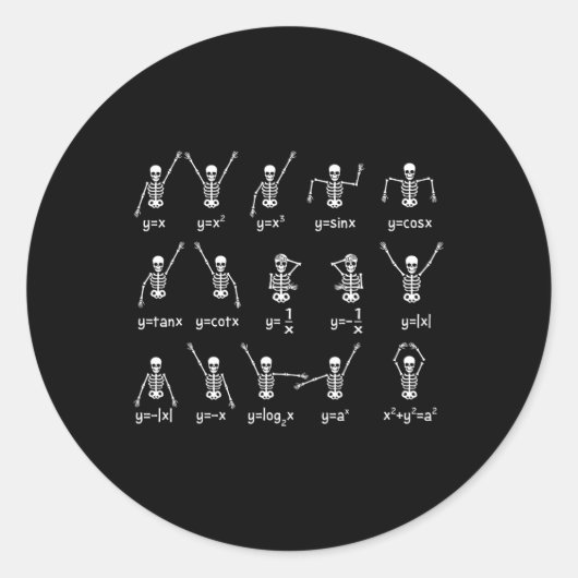 Skeleton Dance Figures Equation Wiskunde Teacher H Ronde Sticker (Voorkant)