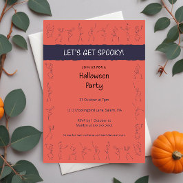 Skeleton Dance Halloween feestuitnodiging - sinaas Kaart