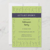 Skeleton Dance Halloween party uitnodiging - groen (Voorkant)