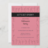 Skeleton Dance Halloween party uitnodiging - roze (Voorkant)