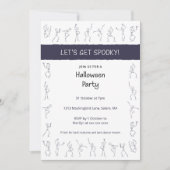 Skeleton Dance Halloween party uitnodiging - wit (Voorkant)
