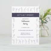 Skeleton Dance Halloween party uitnodiging - wit (Staand voorkant)