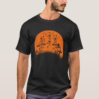 Skeleton Dance Macabre  Retro Sunset Hallow T-shirt