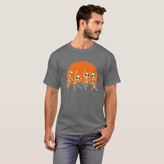 Skeleton Dance Macabre Retro Sunset Hallow T-shirt (Voorkant volledig)