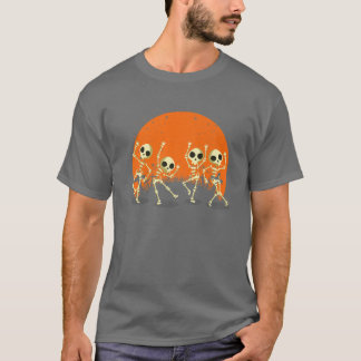 Skeleton Dance Macabre Retro Sunset Hallow T-shirt