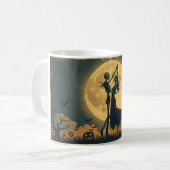 Skeleton Dance Mug | Romantic Halloween Moon Cup Koffiemok (Voorkant links)