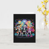 Skeleton Dance Party Spooky Halloween-viering Kaart (Gele Bloem)