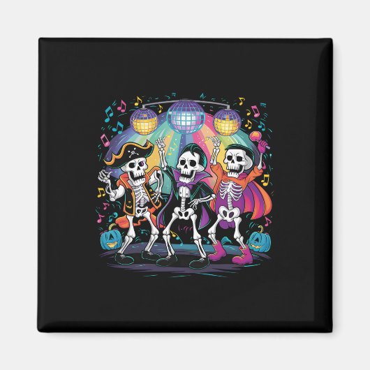 Skeleton Dance Party Spooky Halloween-viering Magneet (Voorkant)