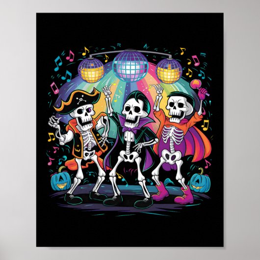Skeleton Dance Party Spooky Halloween-viering Poster (Voorkant)