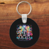 Skeleton Dance Party Spooky Halloween-viering Sleutelhanger (Voorkant)