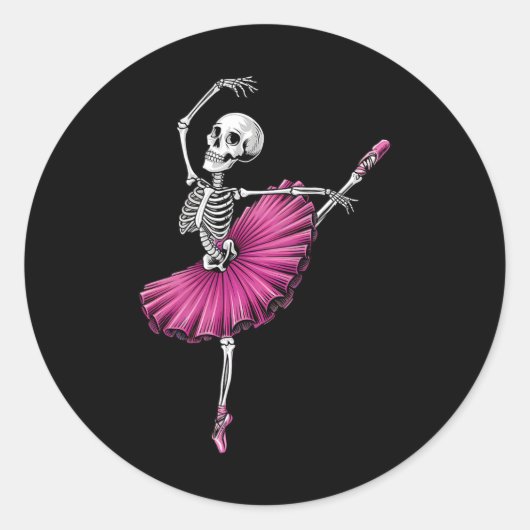 Skeleton Dancing Ballet Liefhebbers Spooky Hallowe Ronde Sticker (Voorkant)