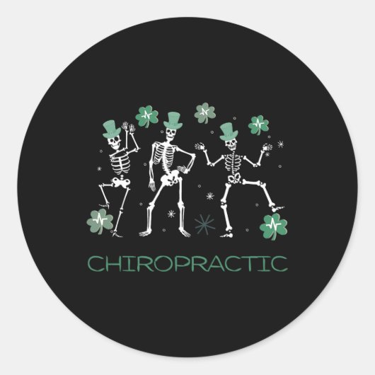 Skeleton Dancing Chiropractie Chiro Squad St Patri Ronde Sticker (Voorkant)
