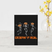 Skeleton Dancing Creeping It Real Halloween Grappi Kaart (Gele Bloem)