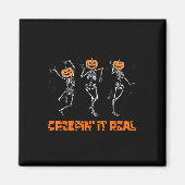 Skeleton Dancing Creeping It Real Halloween Grappi Magneet (Voorkant)