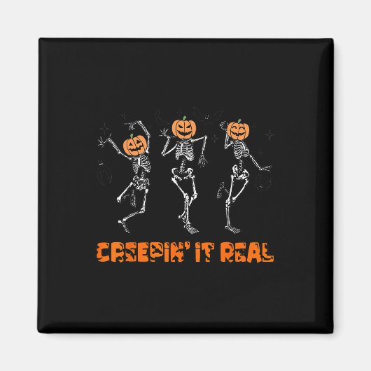 Skeleton Dancing Creeping It Real Halloween Grappi Magneet (Voorkant)