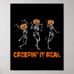 Skeleton Dancing Creeping It Real Halloween Grappi Poster