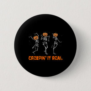Skeleton Dancing Creeping It Real Halloween Grappi Ronde Button 5,7 Cm
