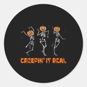 Skeleton Dancing Creeping It Real Halloween Grappi Ronde Sticker