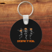 Skeleton Dancing Creeping It Real Halloween Grappi Sleutelhanger (Voorkant)