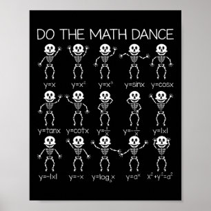 Skeleton Dancing Figures Vergelijking Wiskunde Tea Poster