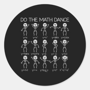 Skeleton Dancing Figures Vergelijking Wiskunde Tea Ronde Sticker