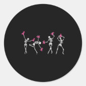Skeleton Dancing Nk Ribbon Breast Cancer Awareness Ronde Sticker (Voorkant)