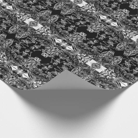 Skeleton Danse Macabre Black Wrapping Paper Cadeaupapier (Hoek)