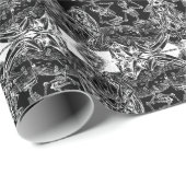 Skeleton Danse Macabre Black Wrapping Paper Cadeaupapier (Rol Hoek)