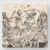 Skeleton Danse Macabre Stone Onderzetter (Voorkant)