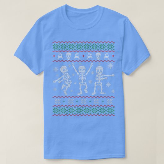 Skeleton Dansend Ugly KerstSweater Skeleton T-shirt (Design voorkant)
