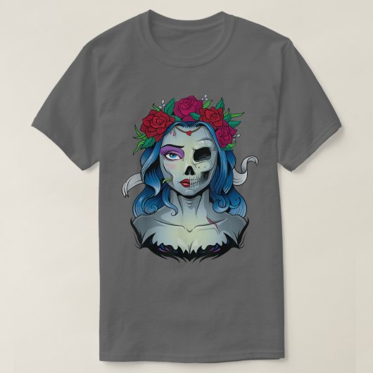 Skeleton Dead Bride Halloween Costume Undode La Ca T-shirt (Design voorkant)