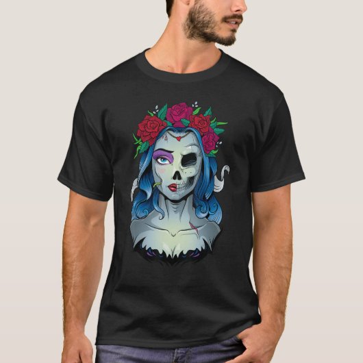 Skeleton Dead Bride Halloween Costume Undode La Ca T-shirt (Voorkant)