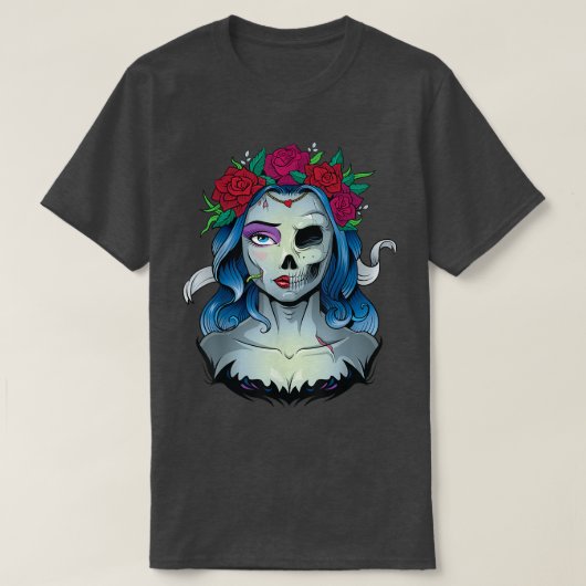 Skeleton Dead Bride Halloween Costume Undode La Ca T-shirt (Design voorkant)