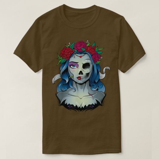 Skeleton Dead Bride Halloween Costume Undode La Ca T-shirt (Design voorkant)
