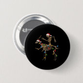 Skeleton Deer Santa met kerstverlichting Kerst Man Ronde Button 5,7 Cm (Voorkant /achterkant)